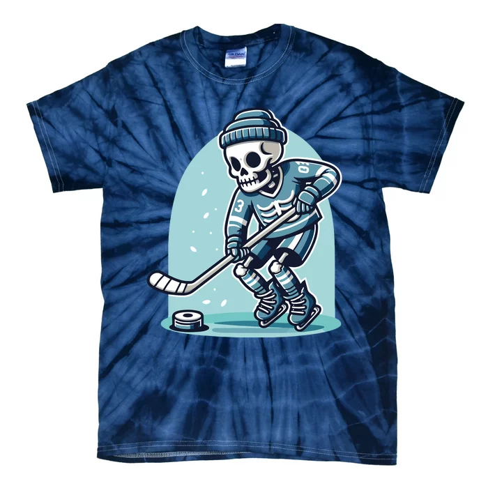 Skeleton Ice Hockey Tie-Dye T-Shirt