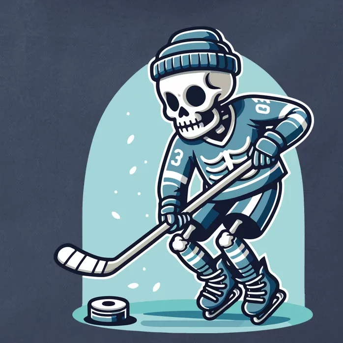 Skeleton Ice Hockey Zip Tote Bag