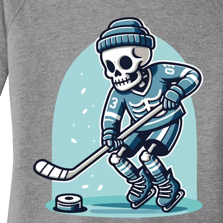 Skeleton Ice Hockey Women's Perfect Tri Tunic Long Sleeve Shirt