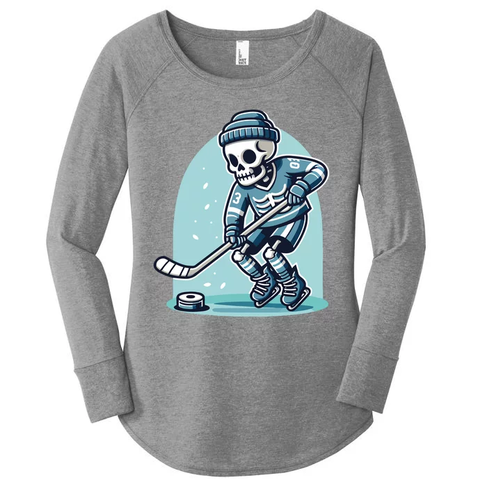 Skeleton Ice Hockey Women's Perfect Tri Tunic Long Sleeve Shirt