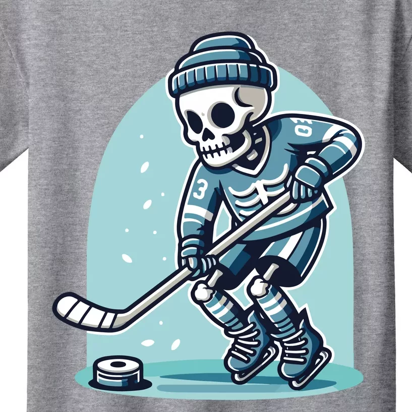 Skeleton Ice Hockey Kids T-Shirt