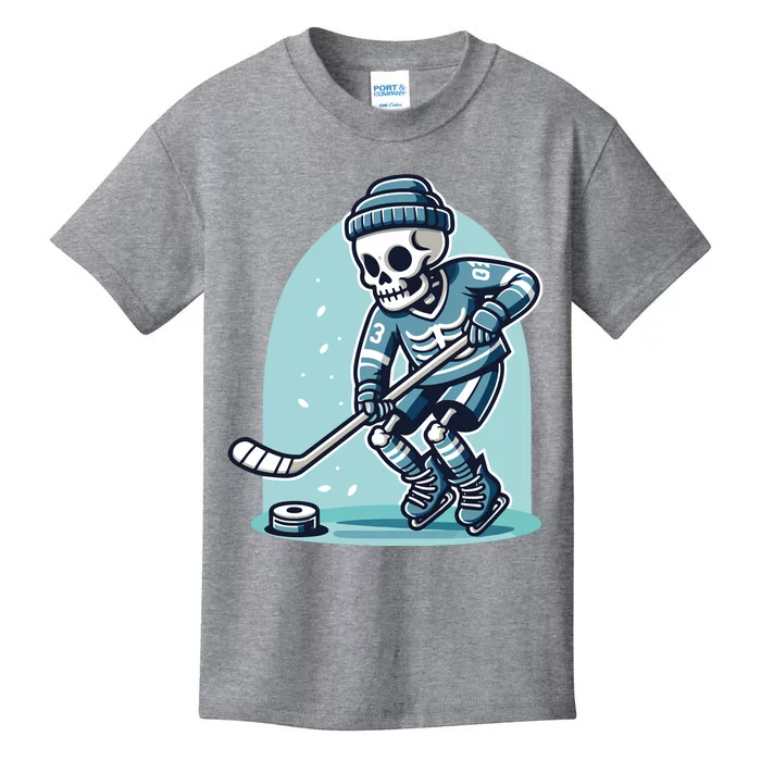 Skeleton Ice Hockey Kids T-Shirt