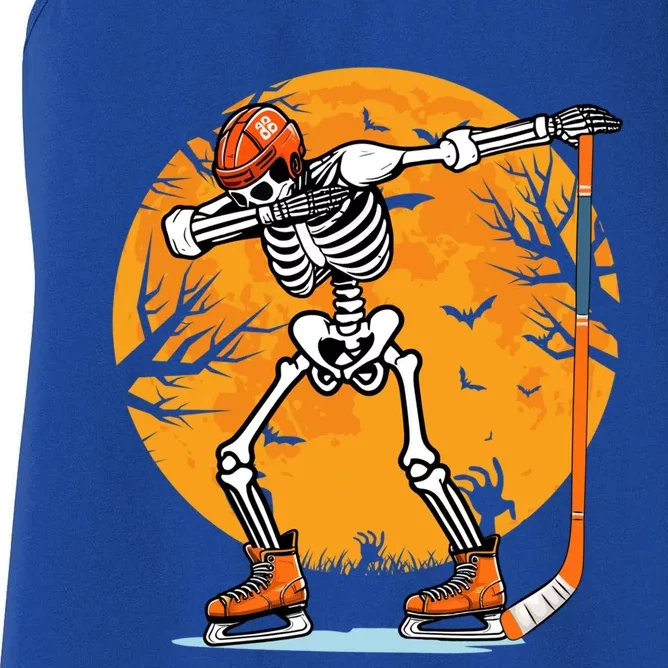 Skeleton Ice Hockey Halloween Dabbing Halloween Hockey Cute Gift Women's Racerback Tank