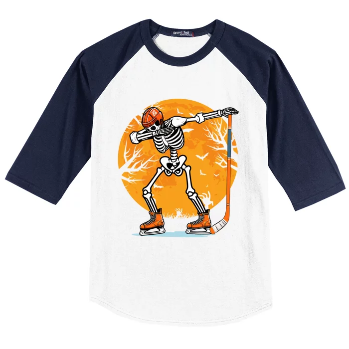 Skeleton Ice Hockey Halloween Dabbing Halloween Hockey Cute Gift Baseball Sleeve Shirt