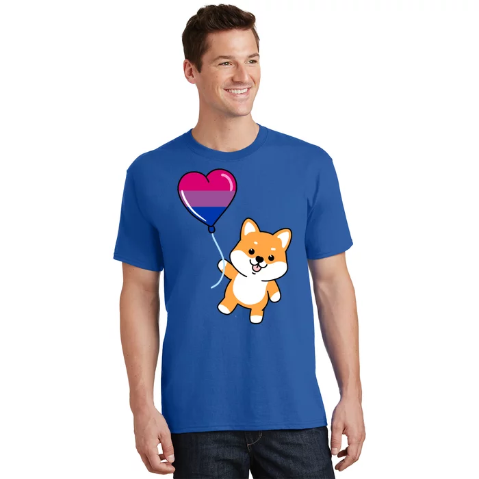 Shiba Inu Heart Balloon Bisexual Pride Funny Gift T-Shirt