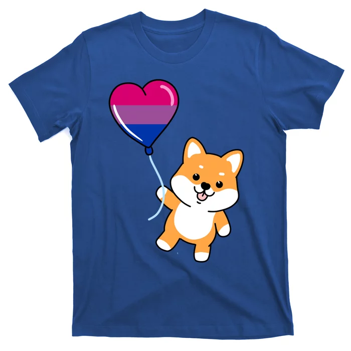 Shiba Inu Heart Balloon Bisexual Pride Funny Gift T-Shirt