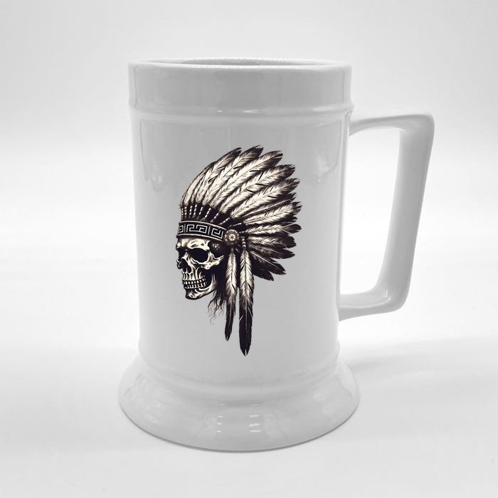 Skull Indian Headdress Skull Chief Indian Skull Front & Back Beer Stein