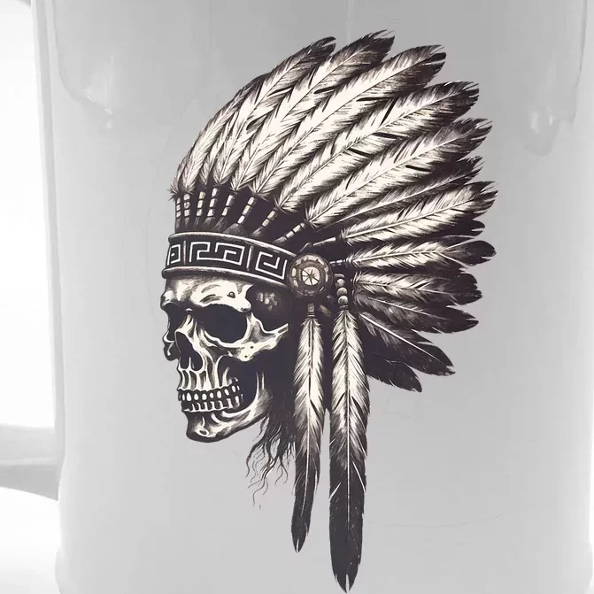 Skull Indian Headdress Skull Chief Indian Skull Front & Back Beer Stein