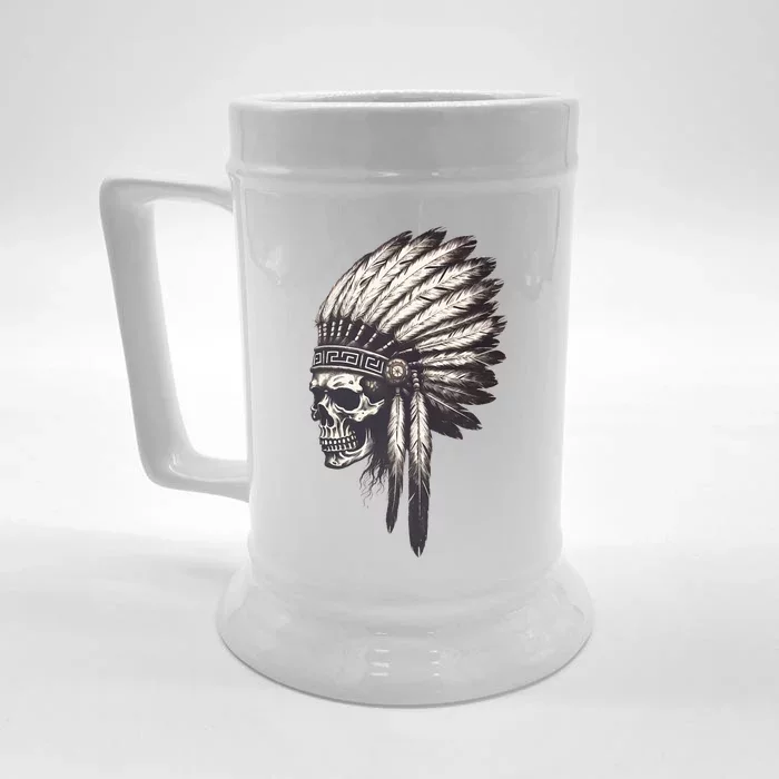 Skull Indian Headdress Skull Chief Indian Skull Front & Back Beer Stein