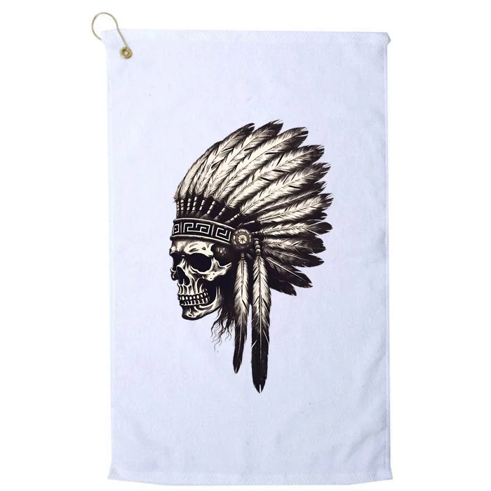 Skull Indian Headdress Skull Chief Indian Skull Platinum Collection Golf Towel