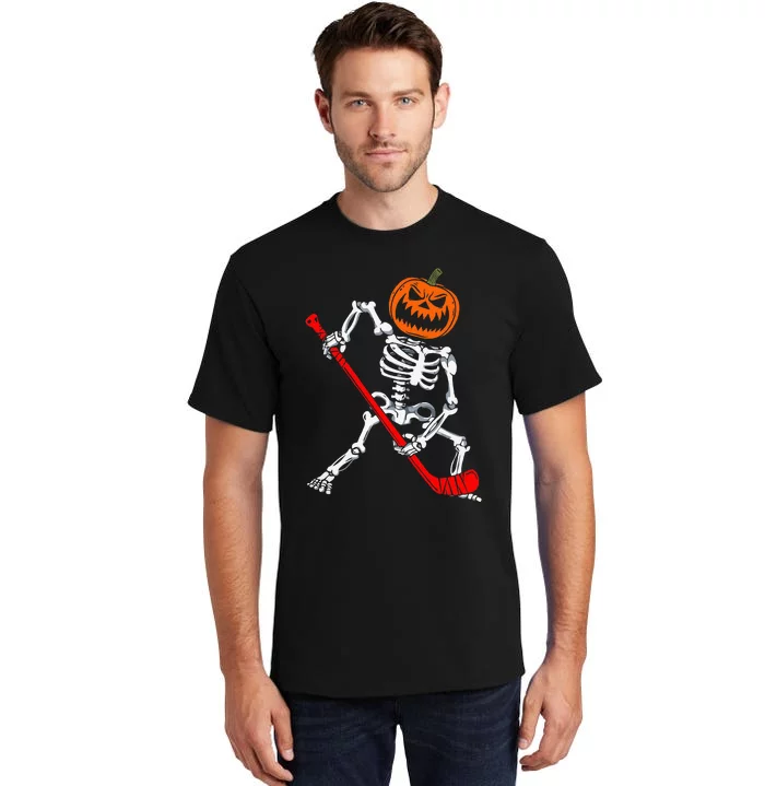 Skeleton Ice Hockey Halloween Pumpkin Hockey Tall T-Shirt