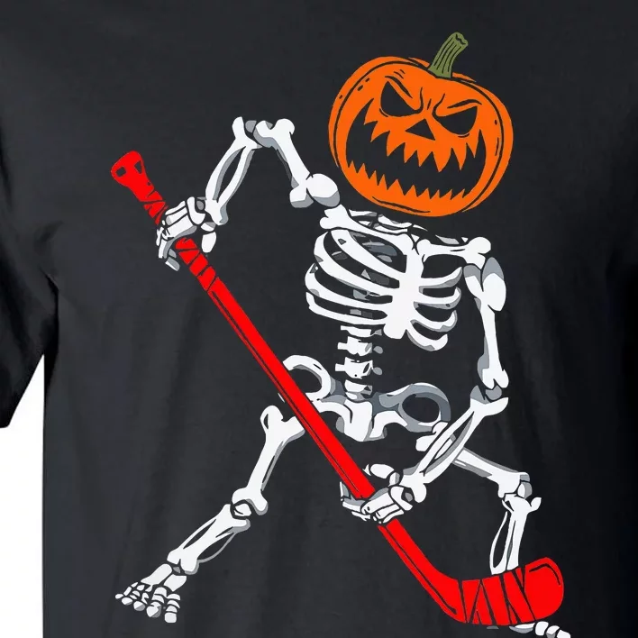 Skeleton Ice Hockey Halloween Pumpkin Hockey Tall T-Shirt