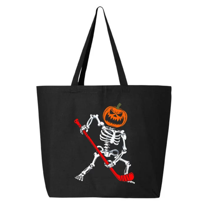 Skeleton Ice Hockey Halloween Pumpkin Hockey 25L Jumbo Tote