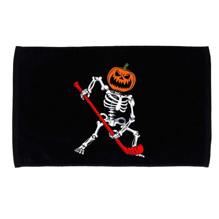 Skeleton Ice Hockey Halloween Pumpkin Hockey Microfiber Hand Towel