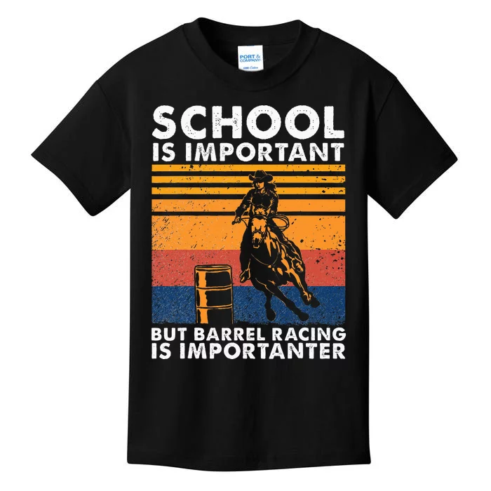 School Is Important But Barrel Racing Is Importanter Funny Kids T-Shirt