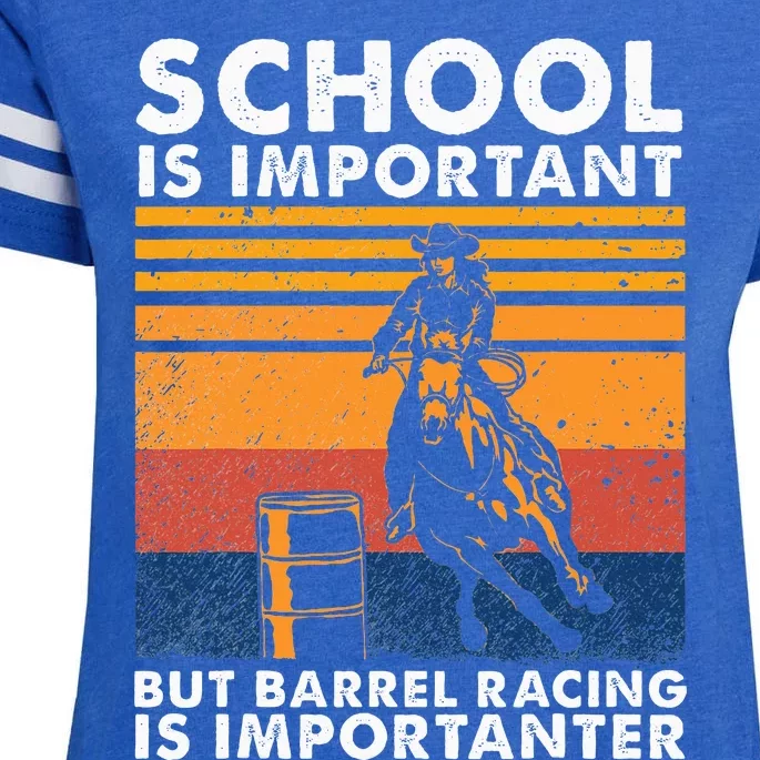 School Is Important But Barrel Racing Is Importanter Funny Enza Ladies Jersey Football T-Shirt