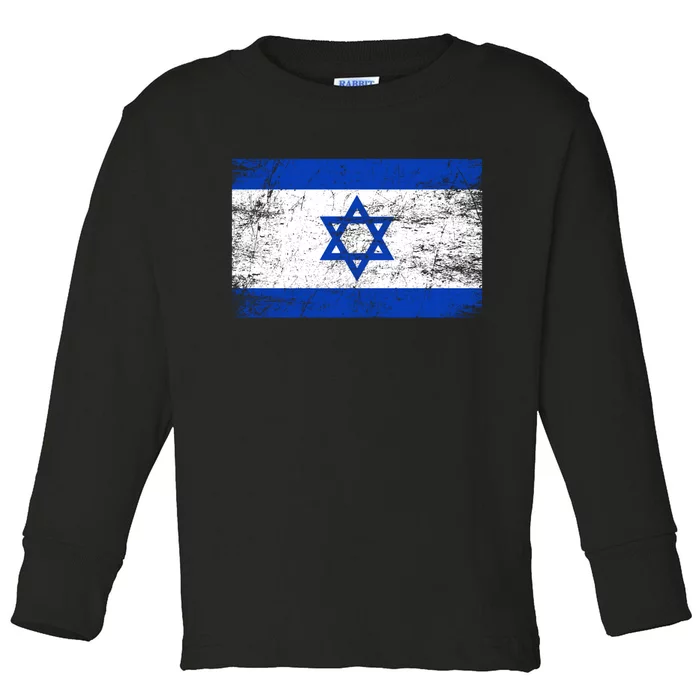 Support Israel I Stand With Israel Israeli Flag Toddler Long Sleeve Shirt