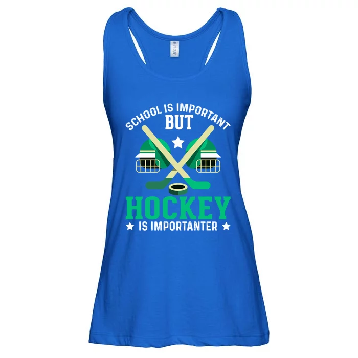 School Is Important But Hockey Is Importanter Hockey Players Great Gift Ladies Essential Flowy Tank