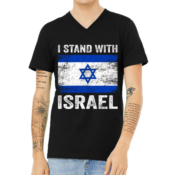 Support Israel I Stand With Israel Israeli Flag V-Neck T-Shirt