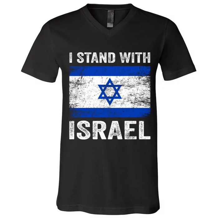 Support Israel I Stand With Israel Israeli Flag V-Neck T-Shirt