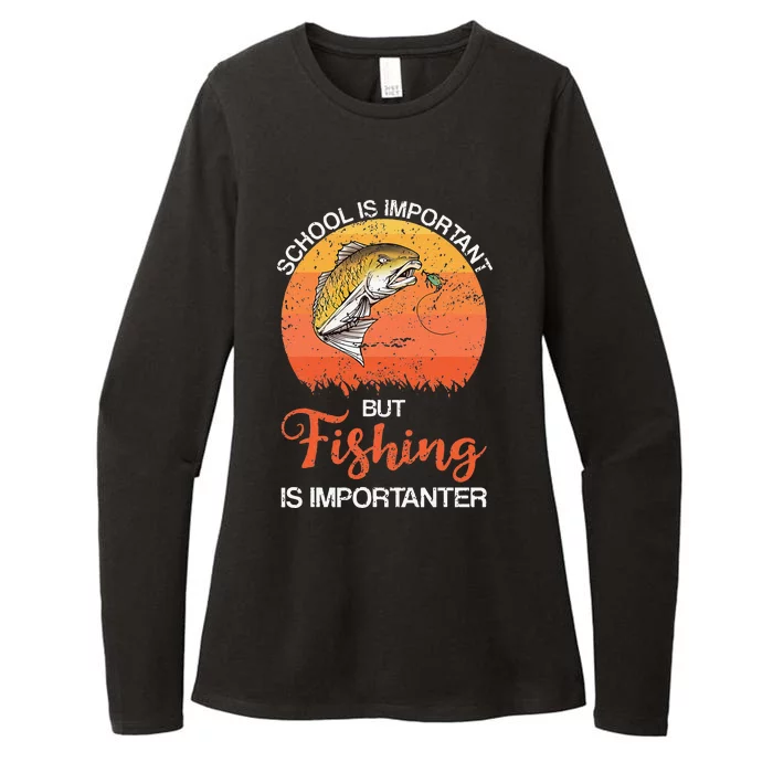 School Is Important But Fishing Is Importanter Womens CVC Long Sleeve Shirt