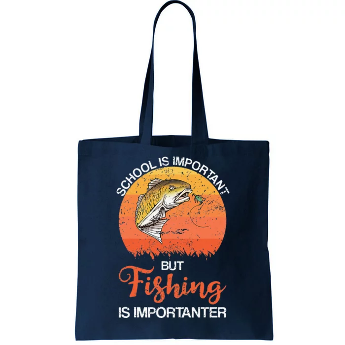 School Is Important But Fishing Is Importanter Tote Bag