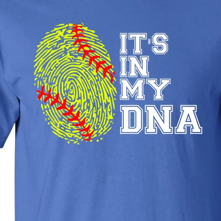 Softball It's In My Dna Fingerprint Catcher And Pitcher Meaningful Gift Tall T-Shirt