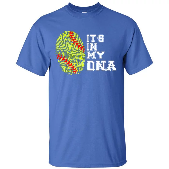 Softball It's In My Dna Fingerprint Catcher And Pitcher Meaningful Gift Tall T-Shirt