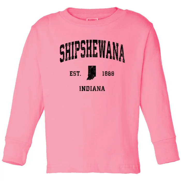 Shipshewana Indiana In Vintage Athletic Sports Toddler Long Sleeve Shirt