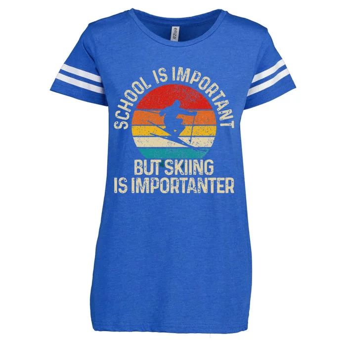 School Is Important But Skiing Is Importanter Ski Funny Gift Enza Ladies Jersey Football T-Shirt