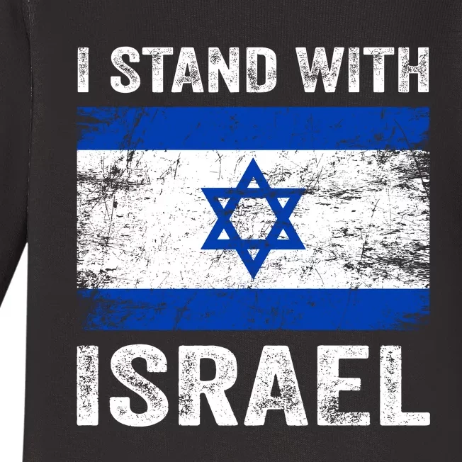 Support Israel I Stand With Israel Israeli Flag Baby Long Sleeve Bodysuit