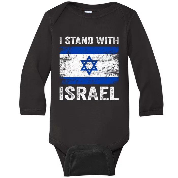 Support Israel I Stand With Israel Israeli Flag Baby Long Sleeve Bodysuit