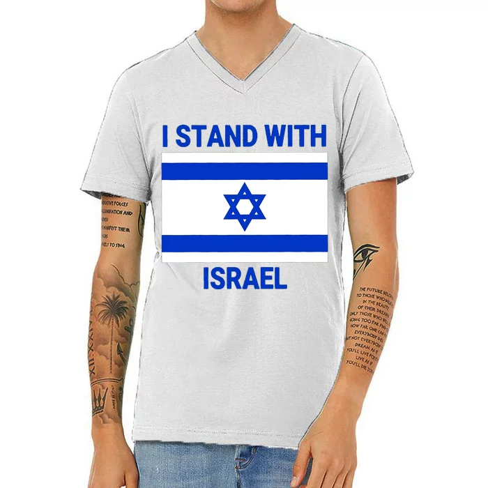 Support Israel I Stand With Israel Israeli Flag Stop War V-Neck T-Shirt