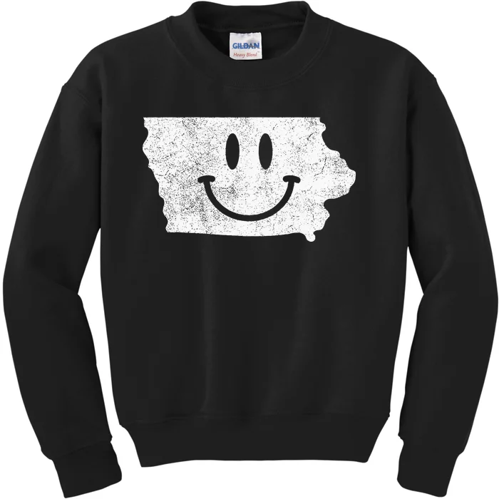 Smiling In Ia – Funny Iowa Happy Face Kids Sweatshirt