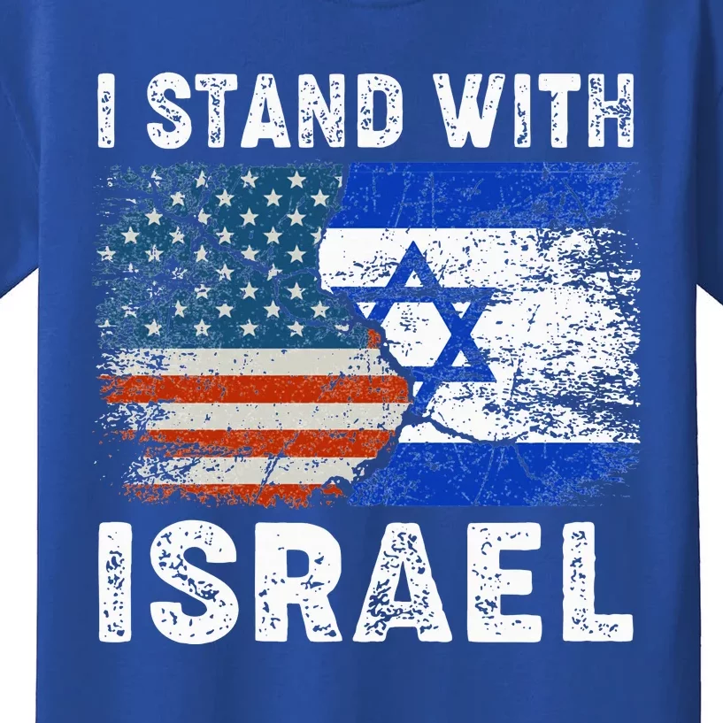 Support Israel I Stand With Israel Israeli Flag Us Flag Kids T-Shirt