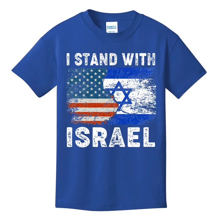 Support Israel I Stand With Israel Israeli Flag Us Flag Kids T-Shirt