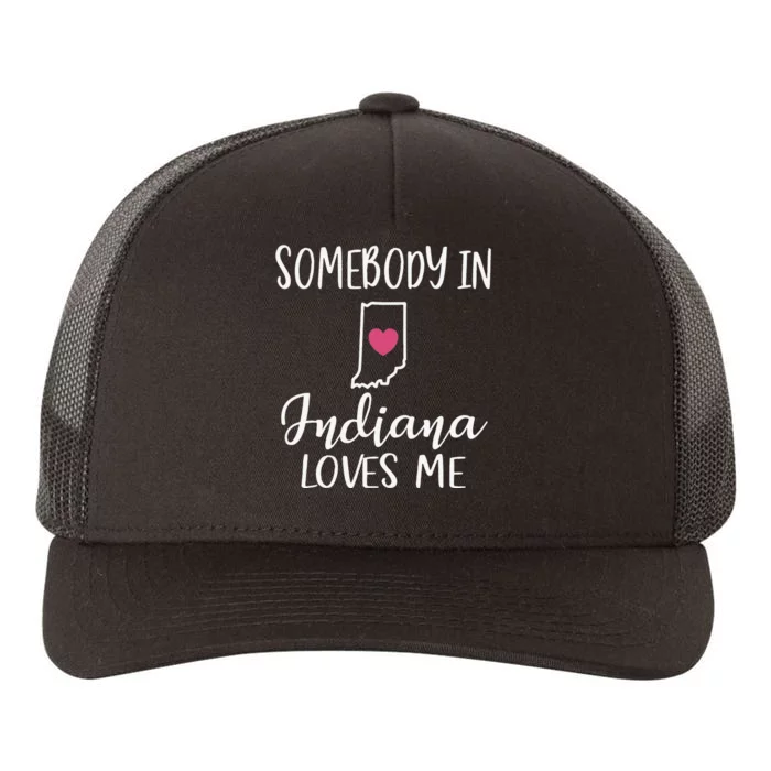 Somebody In Indiana Loves Me Heart Home State Map Yupoong Adult 5-Panel Trucker Hat