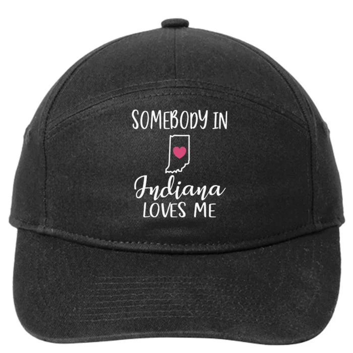 Somebody In Indiana Loves Me Heart Home State Map 7-Panel Snapback Hat