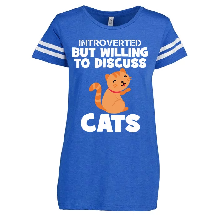 Sarcastic Introverts Introverted But Willing To Discuss Cats Gift Enza Ladies Jersey Football T-Shirt