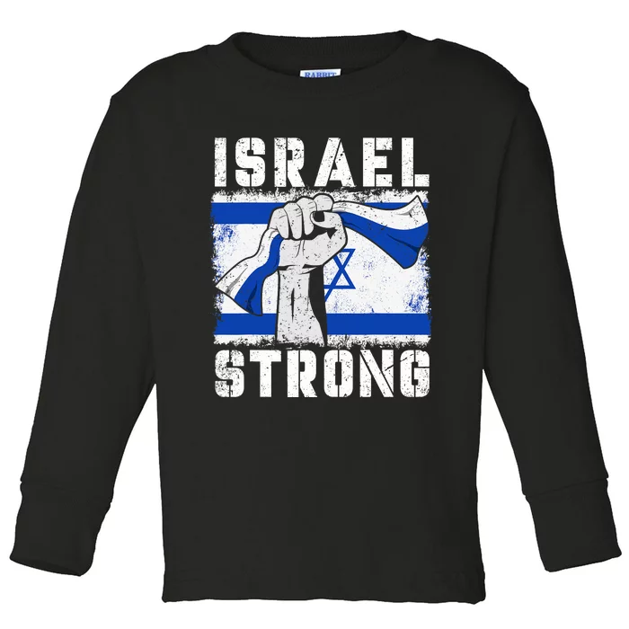 Support Israel I Stand With Israel Vintage Pray For Israel Strong Toddler Long Sleeve Shirt