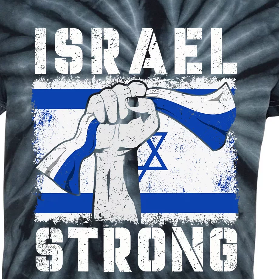 Support Israel I Stand With Israel Vintage Pray For Israel Strong Kids Tie-Dye T-Shirt