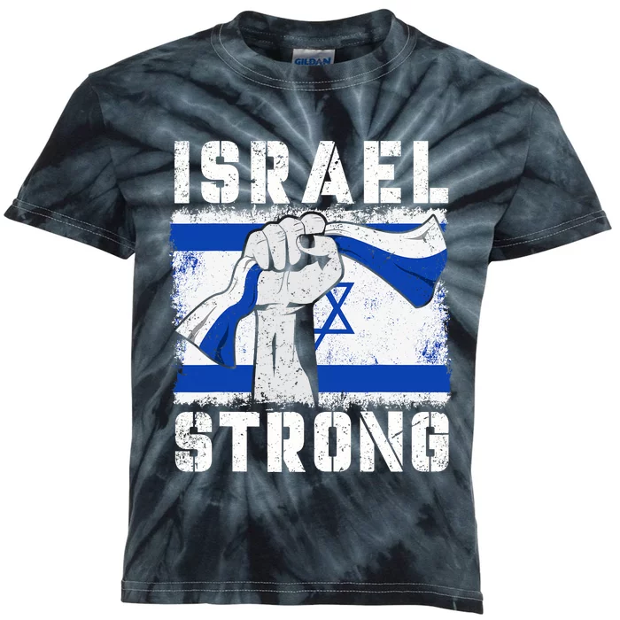 Support Israel I Stand With Israel Vintage Pray For Israel Strong Kids Tie-Dye T-Shirt