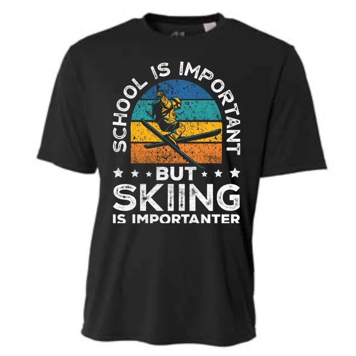 School Is Important But Skiing Is Importanter Ski Lover Gift Cooling Performance Crew T-Shirt