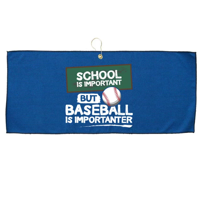 School Is Important But Baseball Is Importanter Large Microfiber Waffle Golf Towel