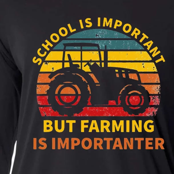 School Is Important But Farming Is Importanter Cooling Performance Long Sleeve Crew