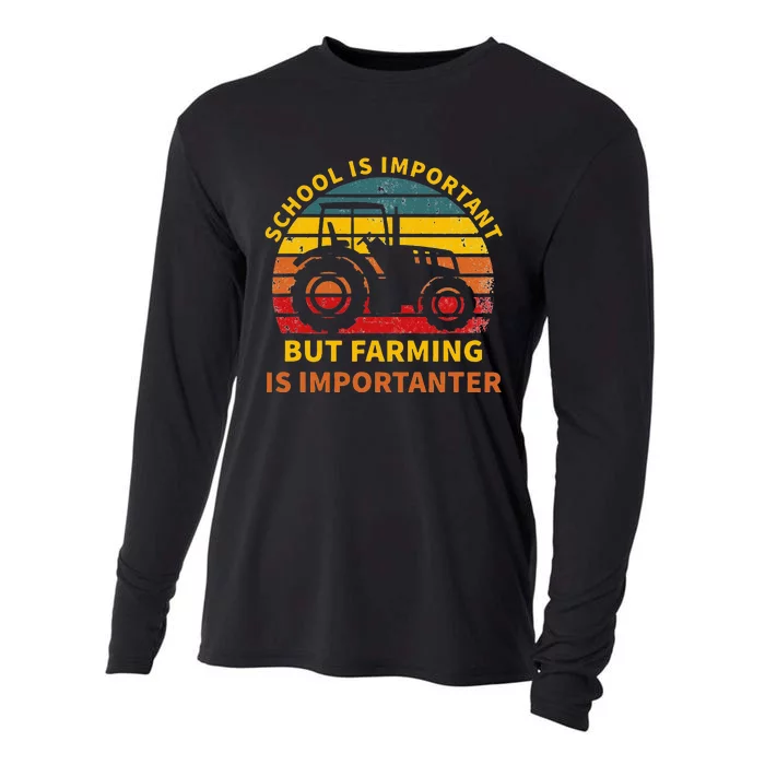 School Is Important But Farming Is Importanter Cooling Performance Long Sleeve Crew