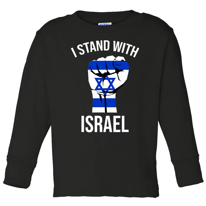 Support Israel I Stand With Israel Israelite Israeli Flag Toddler Long Sleeve Shirt