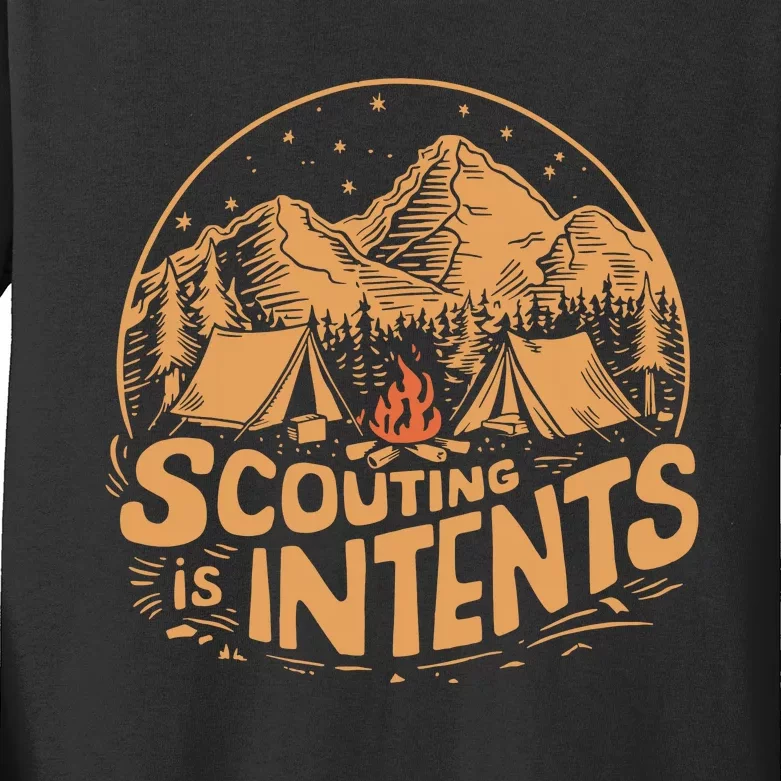 Scouting Is Intents Funny Scout Camper Camping Kids Long Sleeve Shirt