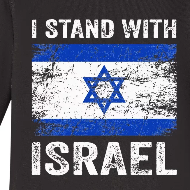 Support Israel I Stand With Israel Israeli Flag Baby Long Sleeve Bodysuit