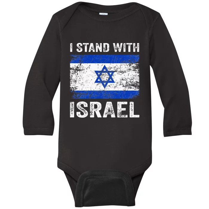 Support Israel I Stand With Israel Israeli Flag Baby Long Sleeve Bodysuit